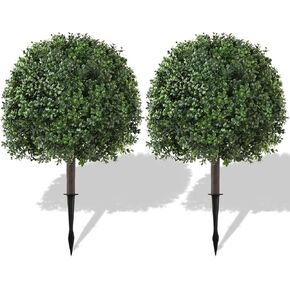 26 '' Boxwood Topiary Balls مجموعة مصطنعة في الهواء الطلق من 2 ، مقاومة للأشعة فوق البنفسجية مع نباتات الصبخ للحديقة ، الداخلية ، الشرفة ، الفناء ، الشرفة