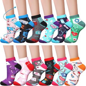 12 Pairs Compression Socks for Nurses Novelty Nursing Assistant Socks Bulk Graduation Gifts CNA Week Gifts for Women Men