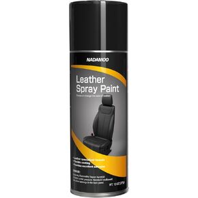 NADAMOO Low Odor Leather Spray Paint Black, Satin Finish, Water-based Vinyl Coating Color Refinisher Aerosols Can for Car Seats Couches, 1 Can