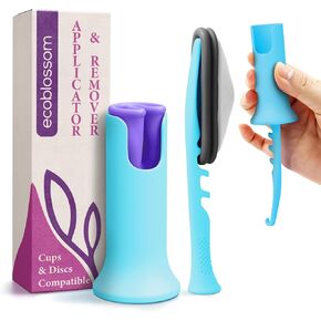 Ecoblossom Menstrual Cup & Disc Applicator Tool - Comfortable & Easy Insertion & Removal - Compatible with Most Period Cups and Discs (Purple)