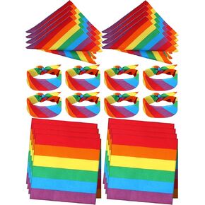 Xtinmee 100 Pcs Rainbow Bandana Gay Pride Rainbow Scarf Bulk Colorful Bandana Lgbt Square Scarf Pride Party Supplies