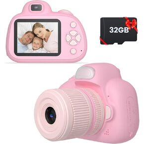 Upgarded Kids Camera, 4K Digital Camera for Kids with Shutter AF, Rotable Zoom Lens, Video Camera Toy for 8-12 Years Old Boys Girls, Best Christmas Birthday Gifts, with 64G SD Card in Kuwait