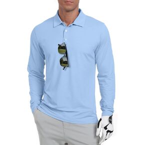 askdeer men golf polo قمصان طويلة الأكمام upf 50+ قمصان ذات طوق خفيفة الوزن الصيف غير الرسمي السريع الجاف السريع