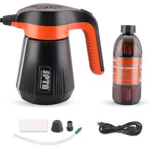 SPTA Electric Pressurized Soap Sprayer - 2.25L/76 oz Cordless Car Foam Sprayer with 500ML Car Wash Shampoo for Detailing