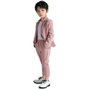 LOLANTA Boys Casual Suits Wedding Outfits Kids 2 Piece Gentleman Blazer and Pants Set Dresswear