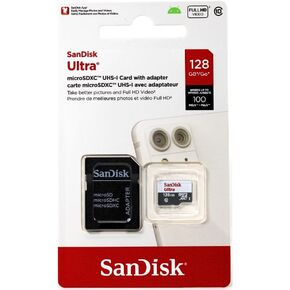 سانديسك بطاقة الترا microSDHC UHS I سعة 128GB مع محول 100 ميجابايت/ثانية SDSQUNR 128G GN3MA ، رمادي، SDSQUNR 128G GN3MA، رمادي