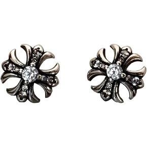 Silvery Cross Stud Earrings, Cubic Zirconia Stud，Chrome Earrings for Men Women, stainless Steel Cross Dangle Hoop & Ear Stud Fashion Piercing Jewelry