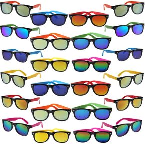 24 Pack Neon Colors Sunglasses 6 Colors Plastic Sun Glasses Unisex Sunglasses Goody Bag Fillers Bulk for Birthday Party Summer Beach Pool Party