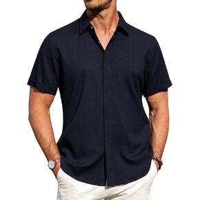 J.Ver Men Linen قمصان غير رسمية قصيرة الأكمام القميص أسفل القميص شاطئ الشاطئ العطلة العطلة الزفاف قمم الزفاف قمم الزفاف