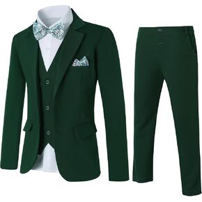 DISAUR Boy Suit 6 Pcs Boy Formal Wear Including Vest,Pants, Dress Shirt,Kerchief and Bow Tie for Formal Occasions 6-10 Years