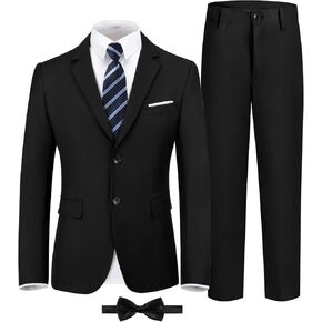 Boys Formal Suit Set Kids 5 Piece Suit Jacket Pants Set with Dress Shirt and Tie Prom Wedding Tuxedo Suits