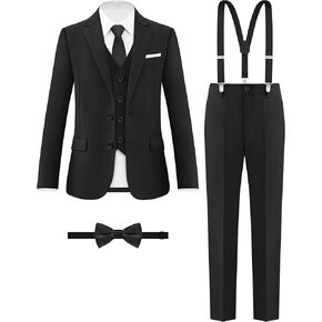 ELPA ELPA Boys' Formal Suit Set, with Suspenders, Adjustable Waist, from Toddlers to Teen