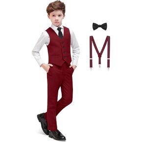 Boys' Formal Dresswear Suits Set, with Suspenders, Adjustable Waist