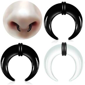 Casvort 3 PCS 14G-0G الزجاج المريح الحاجز مجموعات تمدد pincher مع حلقات O الحلقات بافالو الحاجز الحاجز الحاجز Hypoallergenic الطاز