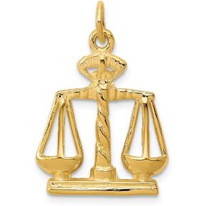 Solid 14k Yellow Gold Scales Of Justice Charm Pendant - 25mm x 17mm