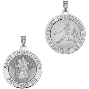 Picturesongold.com البيسبول - Saint Christopher Depledside Dedal Medal بالميدالية الصلبة الصلبة أو الذهب الأصفر أو الأبيض ، أو في الفضة الاسترليني