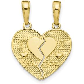 Solid 10k Yellow Gold I Love You 2 Piece Break-a-part Charm Pendant