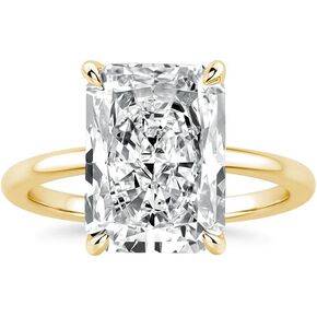 4.5CT خاتم خطوبة مشع مشع للنساء ، 925 من الفضة الاسترليني محاكاة ماس ماس مع الذهب الأصفر 14 كيلو مطلي بالذهب الأصفر