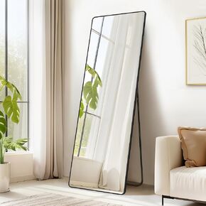 مرآة كاملة الطول ، 63 × 20 بوصة ، مستطيل كامل مرآة الجسم مع حامل ، مرآة أرضية من سبائك الألومنيوم ، زجاج مقسى ، لغرفة النوم وغرفة المعيش
