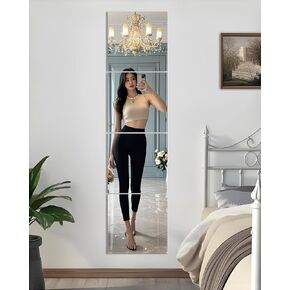 SUNQUEEN 12" x 12" Glass Mirror Tiles for Wall – Frameless Full Length Mirror Wall Mounted, Full Body Mirrors for Bedroom Home Gym Door & Bathroom (4-Pack)