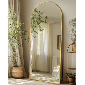 Full Length Mirror with Stand, 58"x18" Arched Full Body Mirror, Large Stand Up Aluminum Frame Floor Freestanding Hanging Leaning Mounted for Bedroom Living Room Entryway Gold