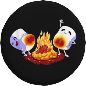 غطاء الإطارات الاحتياطية مع Marshmallow Campfire Pattern Wheel Wheel Covering Weatherproof Cover