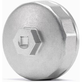 74mm 14Flutes Oil Filter Cap Wrench Removal Tool Socket Compatible with Mercedes Benz, Audi, Sprinter, VW, Porsche, Volkswagen, Mazda, Silver Heavy-Duty Aluminum