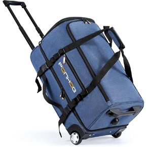 Rolling Duffle Bag With Wheels - 60L Large Wheeled Travel Duffel Bag with Shoe Compartment Water Resistant Duffle Bag for Traveling GYM Overnight Trip Weekender