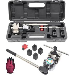 Brake Line Flaring Tool Kit for 45 Degree Single, Double and Bubble Flares, Brake Line and Tubing Flaring Tool for 3/16", 1/4", 5/16", 3/8" and 4.75mm Steel Copper Metal Tubing, Brake Flaring Tools