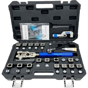 Hydraulic Flaring Tool Kit Brake Line Flaring Tool for 3/16"-1/2", 33PCS Flaring Dies for Copper Line, Steel Pipe and GM Transmission Cooling Line Sets (BG-72485)