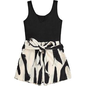 SOLY HUX Women's Summer Sleeveless Belted Tank Romper Short Jumpsuit in Saudi Arabia
