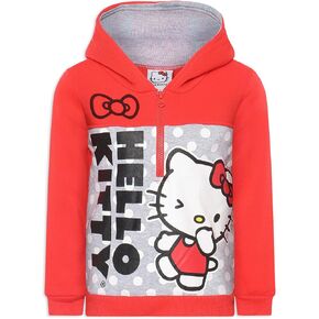 Hello Kitty Sanrio Girls Half Zip Up Hoodie for Toddlers, Little and Big Girls