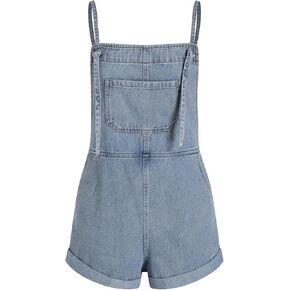 CIDER Overall Shorts For Women Jean Denim Rompers Adjustable Strap Loose Fit Overalls Summer Casual Outfits with Pockets