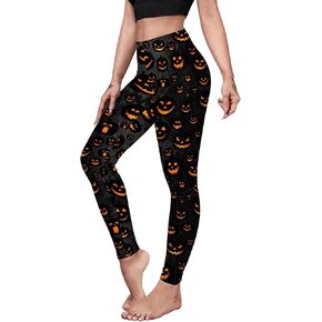 Halloween Pumpkin Spider Web Print Stretch Peach Butt Stretch Leggings in Kuwait