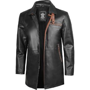 Decrum Leather Coats for Men Real Lambskin Casual Car coat Style Leather Jacket Men