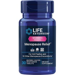 Life Extension Menopause Relief – Siberian Rhubarb, Menopause Supplement for Women, Ease hot Flashes, Mood Swings, Night Sweats Relief, Hormone-Free, Gluten-Free, Non-GMO, Vegetarian, 30 Tablets