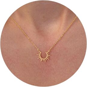 Vriua Gold Necklace for Women - 14K Gold Plated Plated Dainian Horn Star of David Butterfly Sun Lotus Volleyball Baseball Boots Boots Netclace Netlace Jewely Commody for Women