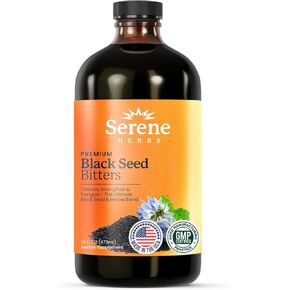 Black Seed Bitters Herbal Detox with Milk Thistle, Sea Moss, Dandelion, Ginger & Moringa – Supports Digestion, Energy, Liver & Skin – Vegan, Non-GMO – 16 oz