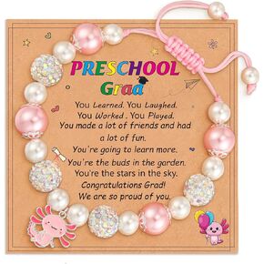 P. BLAKE Kindergarten Preschool Graduation Gifts for Girls Kids, Adjustable Axolot Charm Bracelet 2025 Grade Grad Jewelry Gifts