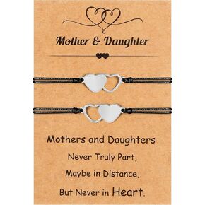 Mothers Day Bracelet Gifts, Adjustable Hearts Mother Daughter Bracelets with Card, Celebrate Love Mothers Day Gifts for Grandma Daughter Accessories