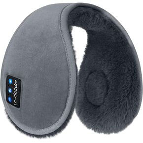 LC-dolida Bluetooth Earmuffs for Winter Women Men, Ear Warmers Headphones Ear Muffs Fluffy with Music HD Speakers Calling for Outdoor Winter Running Cycling Camping, Ice Fishing Skating, Walking Dog