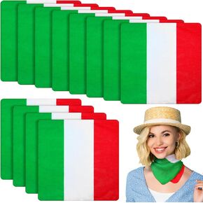 12 Pcs Italian Flag Bandana 100% Cotton Scarf Square Headscarf Neck Scarf Head Hair Wraps for Wristband Decorative Hair Accessories