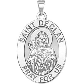 PicturesOngold.com Saint Declan Medal Dedal - في الفضة الإسترليني و 10 آلاف أو 14K من الذهب الأبيض والأصفر - حماية الهدايا المسيحية للرجال والنساء