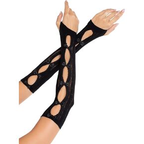 Leg Avenue Womens Sweetheart Striped Keyhole Arm Warmers With Mini Bow Accents