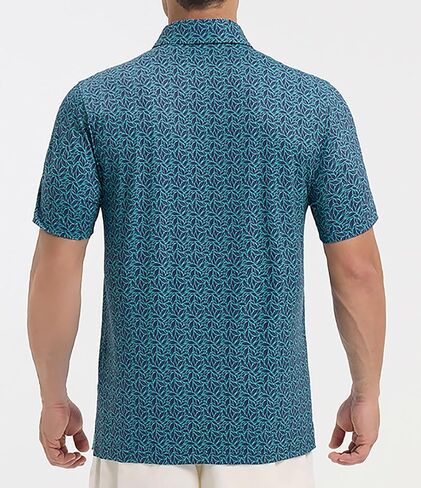 Golf Polo Shirts for Men - Print Moisture Wicking Quick Dry Short Sleeve Collared Polo Shirts for Golf Tennis Wear in Kuwait