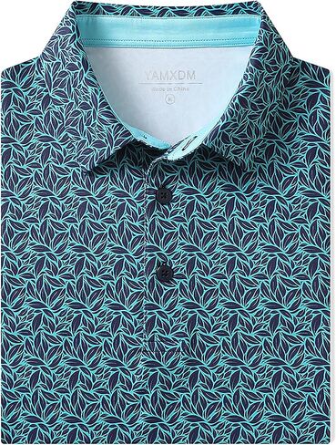Golf Polo Shirts for Men - Print Moisture Wicking Quick Dry Short Sleeve Collared Polo Shirts for Golf Tennis Wear in Kuwait