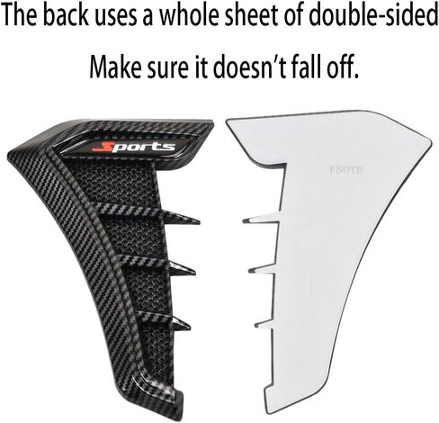 Universal Car Fender Side Vents, Air Flow Intake Hole Grille ， Side Marker Air Wing Vent Trim Cover ， Fender Decorative Spoiler。The Whole Back is Double-Sided Glue (Black) in Kuwait