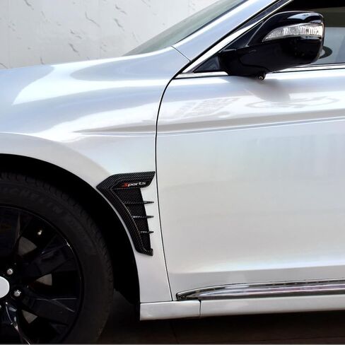 Universal Car Fender Side Vents, Air Flow Intake Hole Grille ， Side Marker Air Wing Vent Trim Cover ， Fender Decorative Spoiler。The Whole Back is Double-Sided Glue (Black) in Kuwait