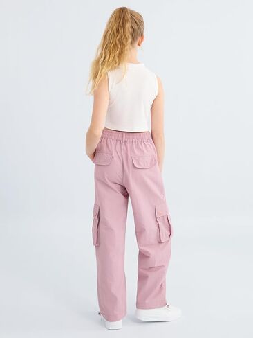 Parachute Pants for Girls Cargo Jogger Pants Wide Leg Streetwear Kid Teen Jogger Trousers with Pockets 7-16 Years in Saudi Arabia