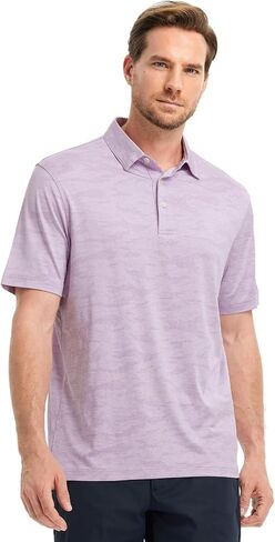 M MAELREG Golf Shirts for Men Short Sleeve Heather Jacquard Textured Stretch Moisture Wicking Performance Mens Polo Shirts in Saudi Arabia